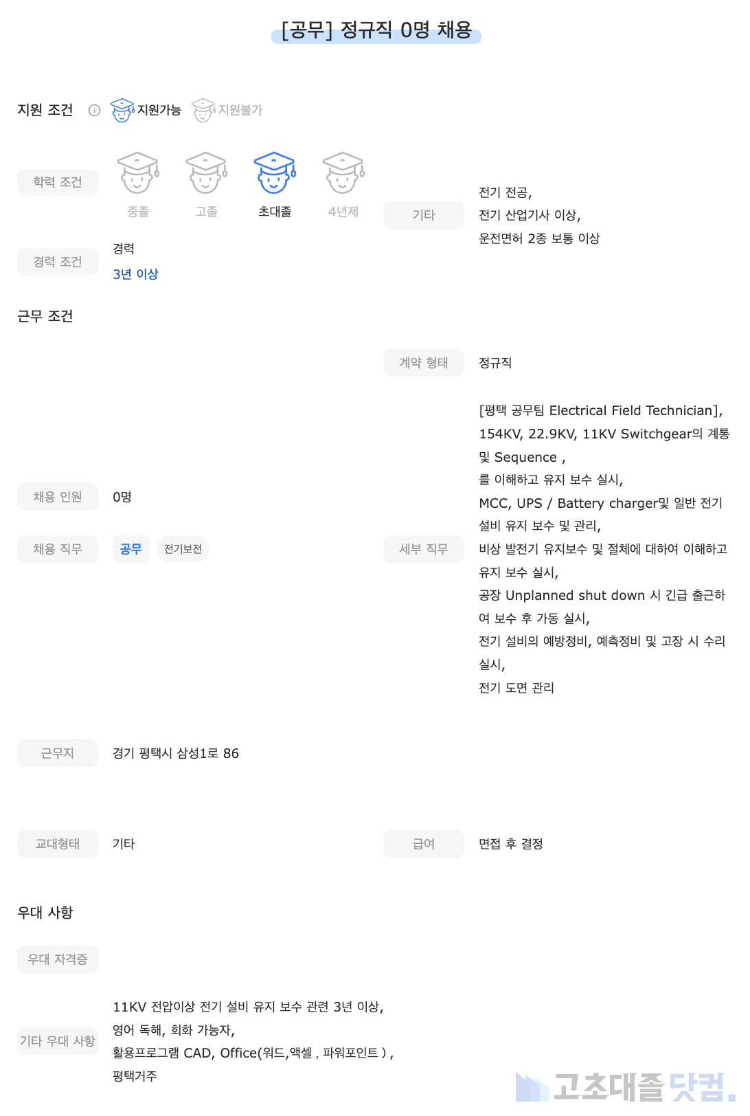 고초대졸닷컴 채용공고 - 5월 둘째 주, 린데코리아